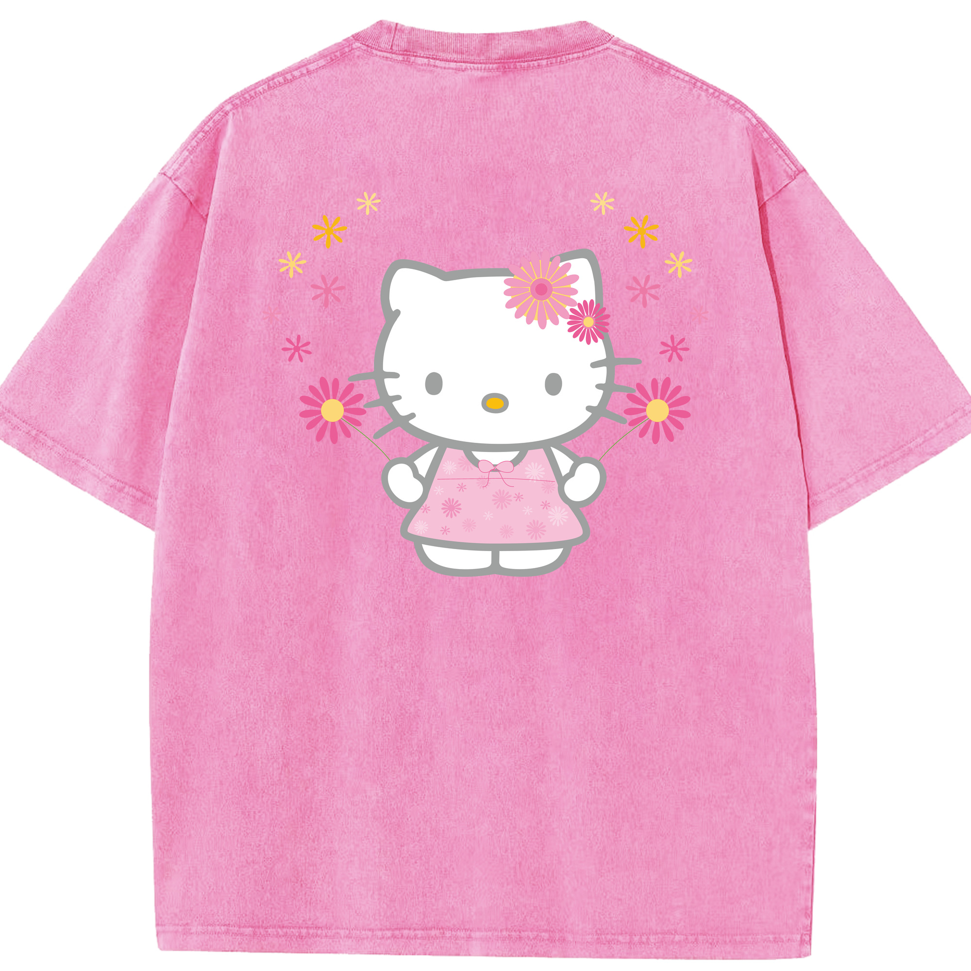 （画像用） Hello Kitty ハローキティ 綿100% ヴィンテージ風 半袖Tシャツ（背面プリント）